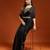 Black embellished embroidered satin designer saree with blouse 