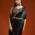 Black embellished embroidered satin designer saree with blouse 
