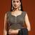 Black embellished embroidered satin designer saree with blouse 