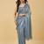 Blue beads and stones silk blend saree with blouse 