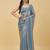 Blue beads and stones silk blend saree with blouse 