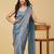Blue beads and stones silk blend saree with blouse 