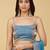 Blue beads and stones silk blend saree with blouse 