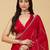 Red embellished zari satin heavy work saree with blouse 