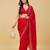 Red floral beads and stones satin designer saree with blouse 