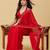 Red floral beads and stones satin designer saree with blouse 