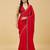Red floral beads and stones satin designer saree with blouse 