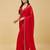 Red floral beads and stones satin designer saree with blouse 