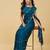 Teal embellished embroidered satin heavy work saree with blouse 