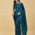 Teal embellished embroidered satin heavy work saree with blouse 
