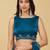 Teal embellished embroidered satin heavy work saree with blouse 