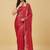 Red embellished embroidered satin saree with blouse 
