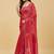 Red embellished embroidered satin saree with blouse 