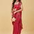 Red embellished embroidered satin saree with blouse 