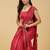 Red embellished embroidered satin saree with blouse 