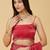 Red embellished embroidered satin saree with blouse 