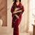 Maroon embellished beads and stones satin heavy work saree with blouse 