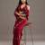Maroon embellished beads and stones satin heavy work saree with blouse 