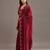Maroon embellished beads and stones satin heavy work saree with blouse 