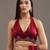 Maroon embellished beads and stones satin heavy work saree with blouse 