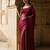 Maroon embellished sequinned satin heavy work saree with blouse 