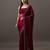 Maroon embellished sequinned satin heavy work saree with blouse 