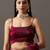 Maroon embellished sequinned satin heavy work saree with blouse 