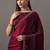 Maroon embellished beads and stones satin heavy work saree with blouse 
