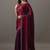 Maroon embellished beads and stones satin heavy work saree with blouse 