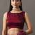 Maroon embellished beads and stones satin heavy work saree with blouse 