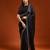 Black embellished sequinned satin heavy work saree with blouse 