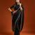 Black embellished sequinned satin heavy work saree with blouse 