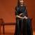 Black embellished sequinned satin heavy work saree with blouse 