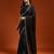 Black embellished sequinned satin heavy work saree with blouse 