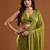 women olive green embellished silk blend sarees with blouse 