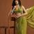 women olive green embellished silk blend sarees with blouse 