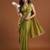 women olive green embellished silk blend sarees with blouse 