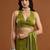 women olive green embellished silk blend sarees with blouse 