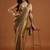 women olive green embellished silk blend sarees with blouse 