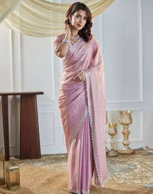 Lavender embellished beads and stones saree with blouse  2