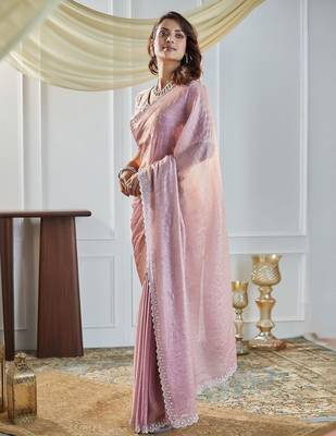 Lavender embellished beads and stones saree with blouse  3