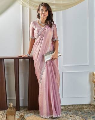 Lavender embellished beads and stones saree with blouse  5