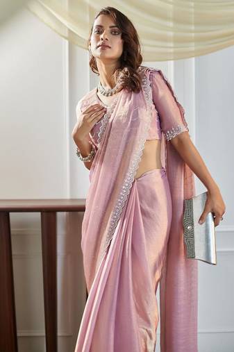 Lavender embellished beads and stones saree with blouse 