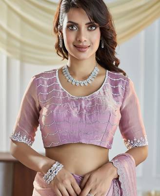 Lavender embellished beads and stones saree with blouse  6