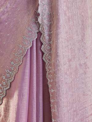 Lavender embellished beads and stones saree with blouse  7
