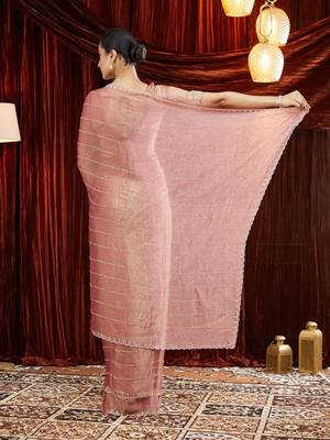 peach embellished saree with blouse  4