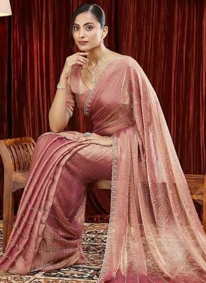 peach embellished saree with blouse  5
