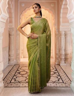 embellished beads and stones saree with blouse  2