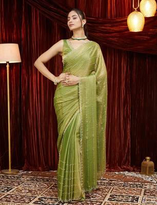 embellished beads and stones saree with blouse  3