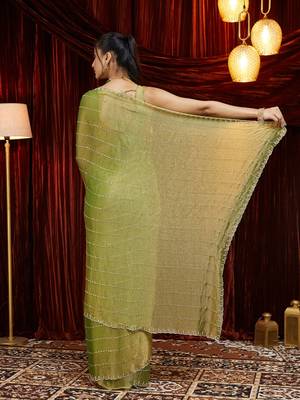 embellished beads and stones saree with blouse  5